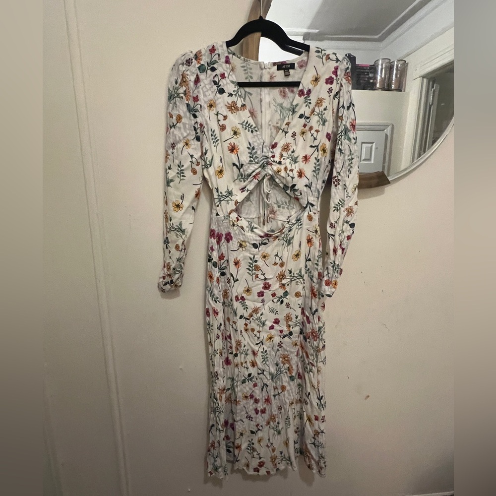 AFRM white floral cutout dress, Midori style size small